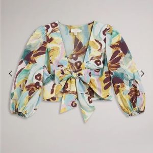 Ted Baker BITHANA Tie Front Balloon Sleeve Blouse